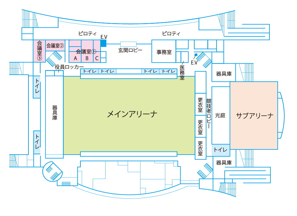 おおきにアリーナ舞洲：健康スポーツ食堂：フロアマップ1F