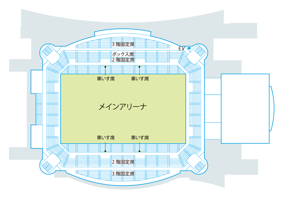 おおきにアリーナ舞洲：サブアリーナ：フロアマップ3F